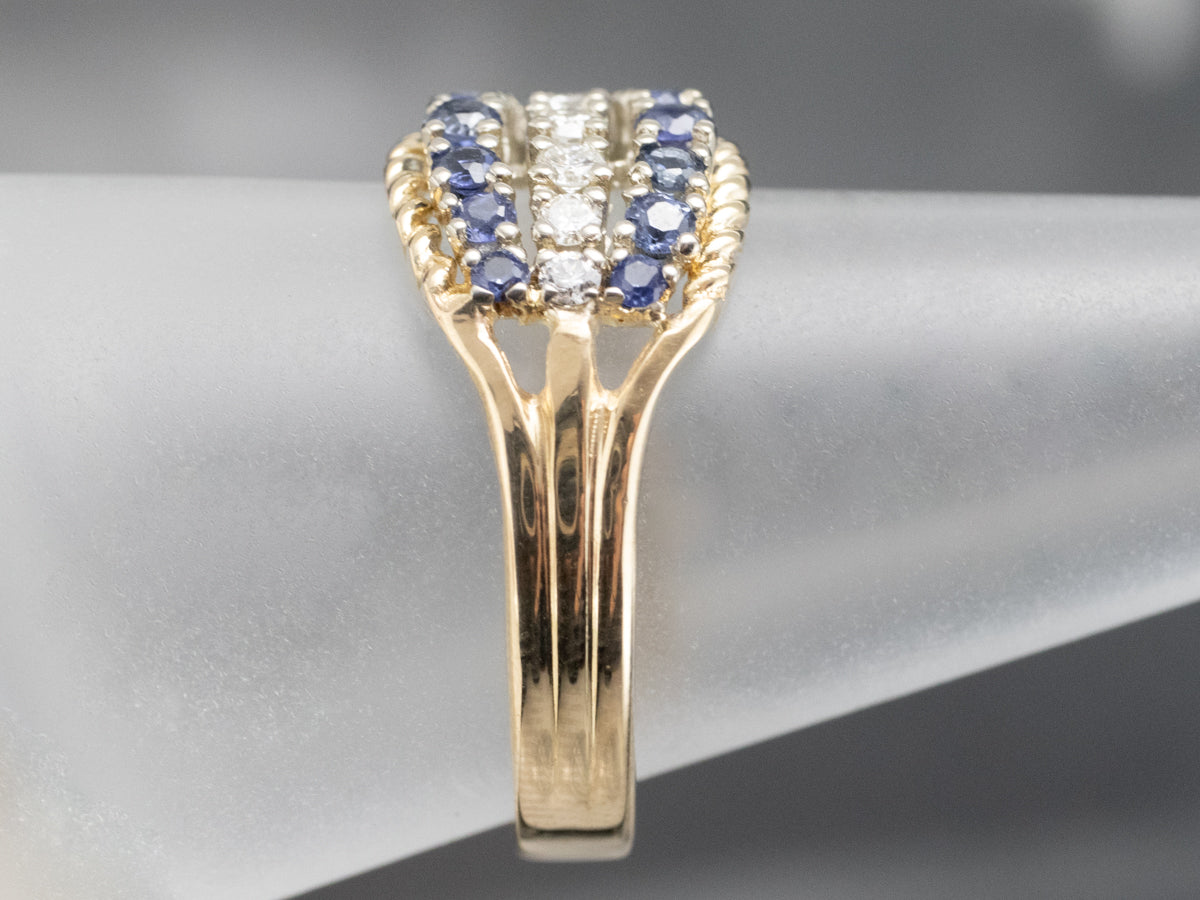 Twisting Sapphire and Diamond Band
