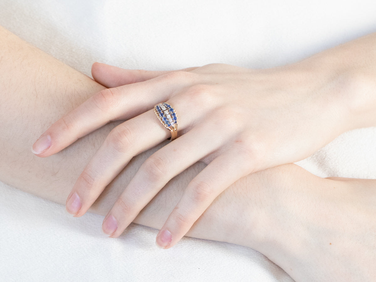 Twisting Sapphire and Diamond Band