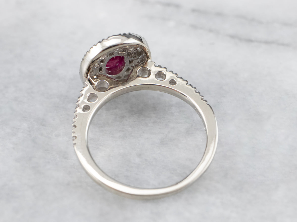 Ruby Double Diamond Halo Ring
