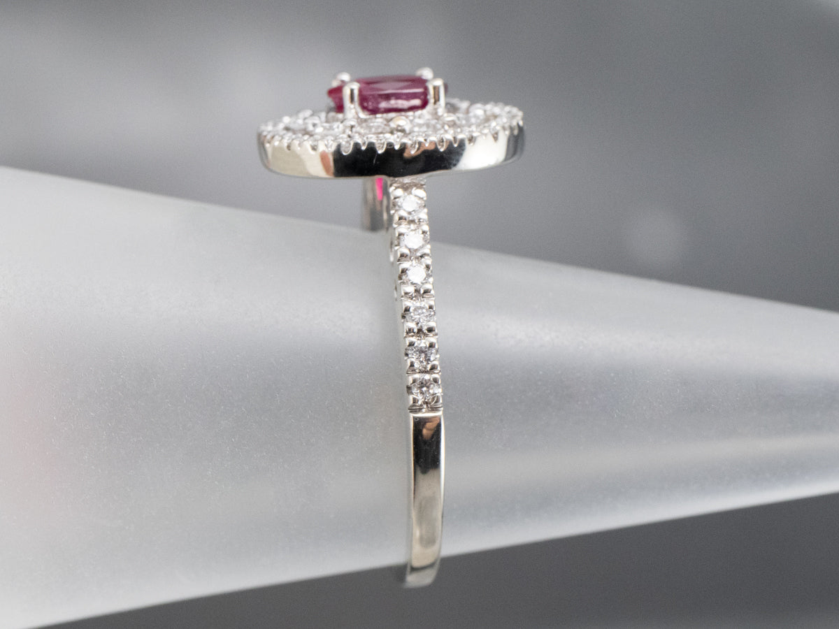 Ruby Double Diamond Halo Ring