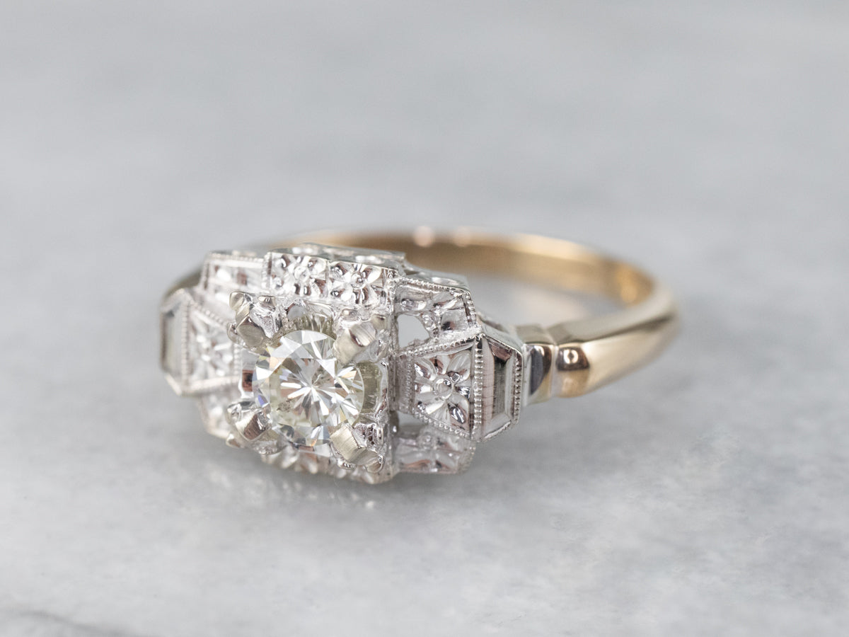 Floral Retro Era Diamond Ring