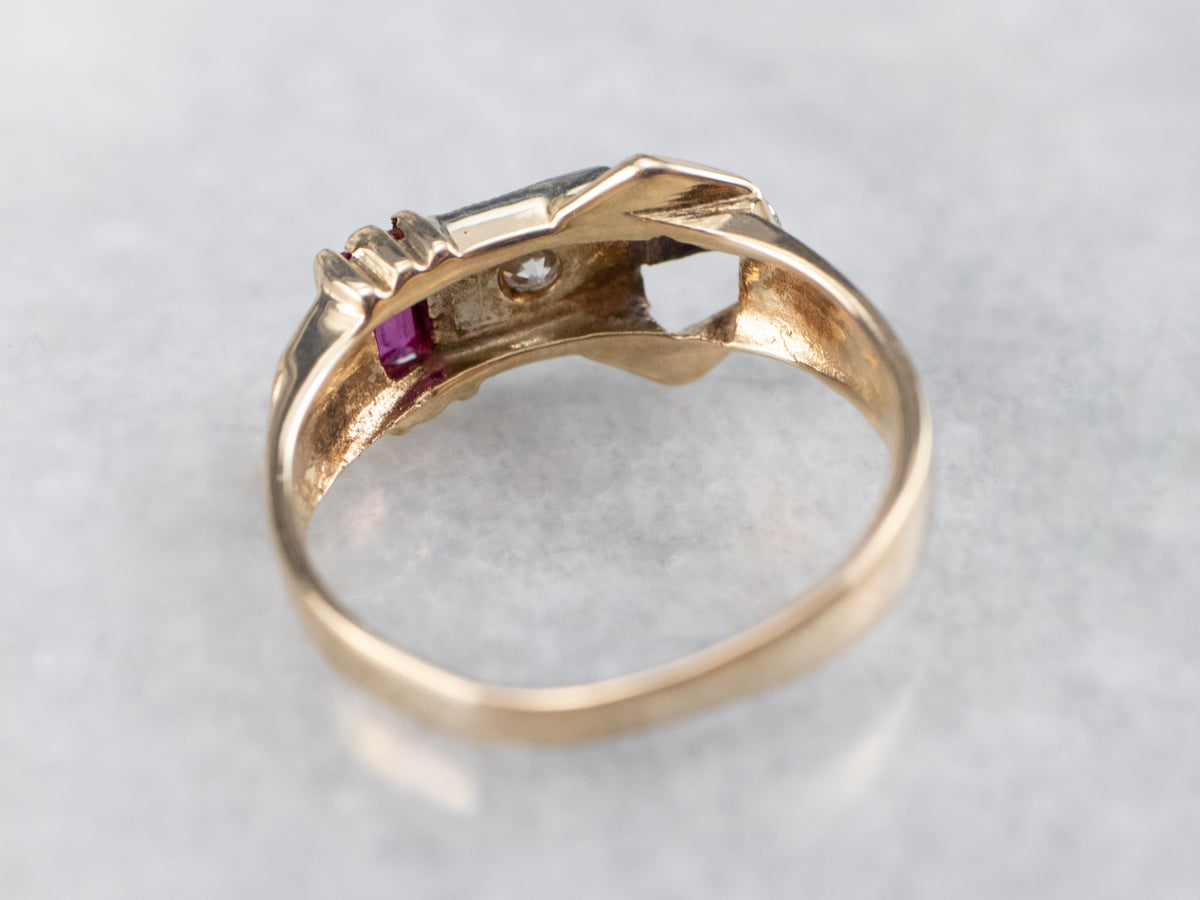 Retro Diamond Belt Buckle Ring