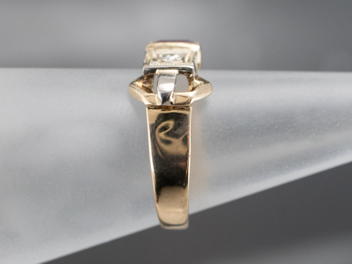 Retro Diamond Belt Buckle Ring