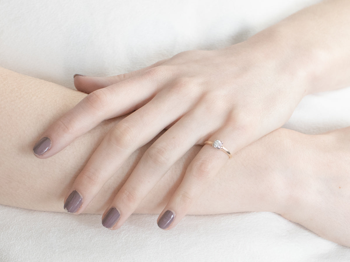 Vintage Diamond Solitaire Engagement Ring in Two Tone Gold