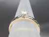 Botanical Black Enamel Diamond Solitaire Engagement Ring