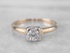Vintage Diamond Solitaire Engagement Ring in Two Tone Gold