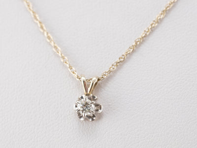 Two Tone Gold Buttercup Diamond Necklace