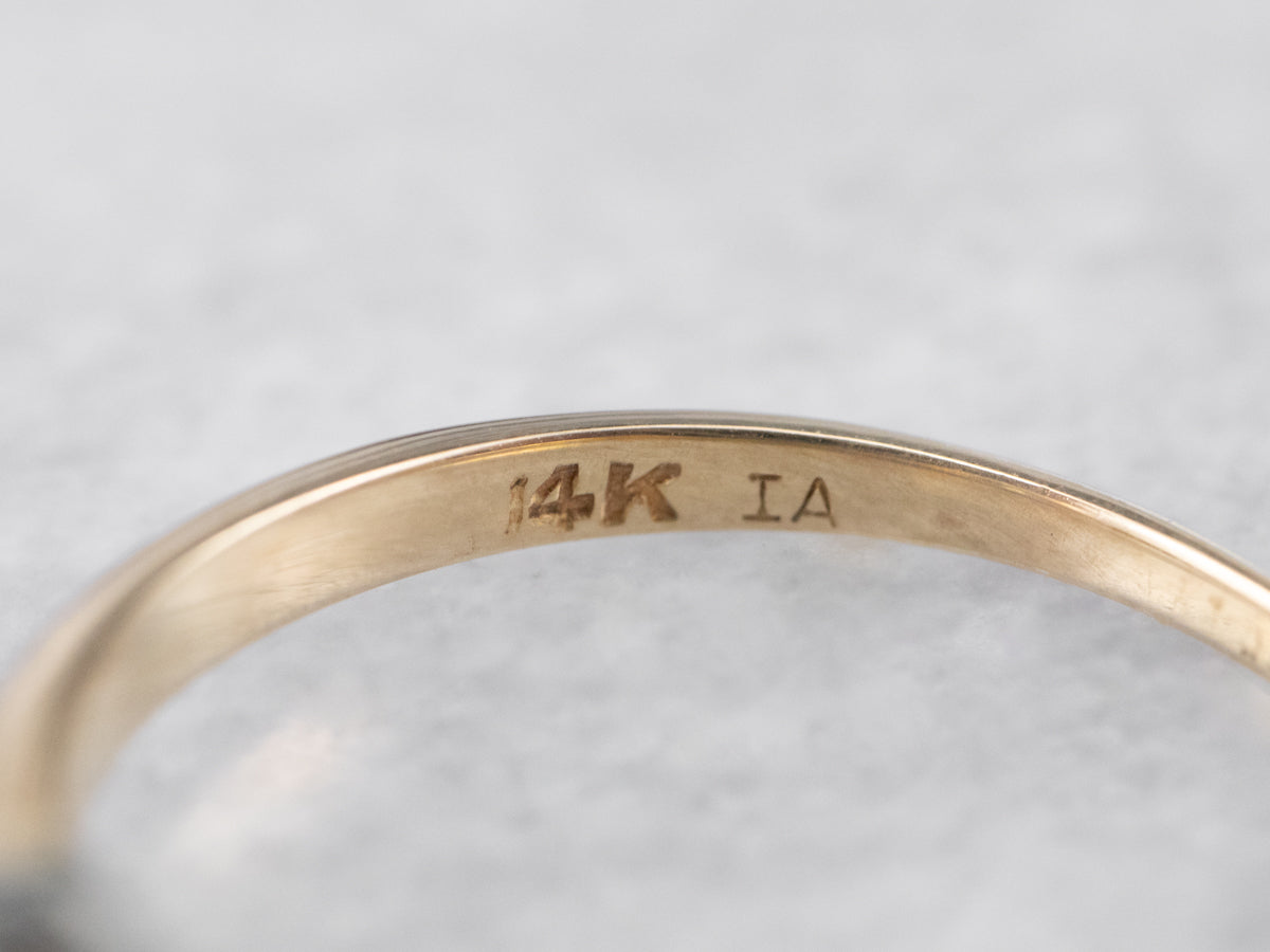 Vintage Diamond Solitaire Engagement Ring in Two Tone Gold