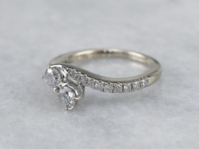 Double Diamond Bypass Engagement Ring