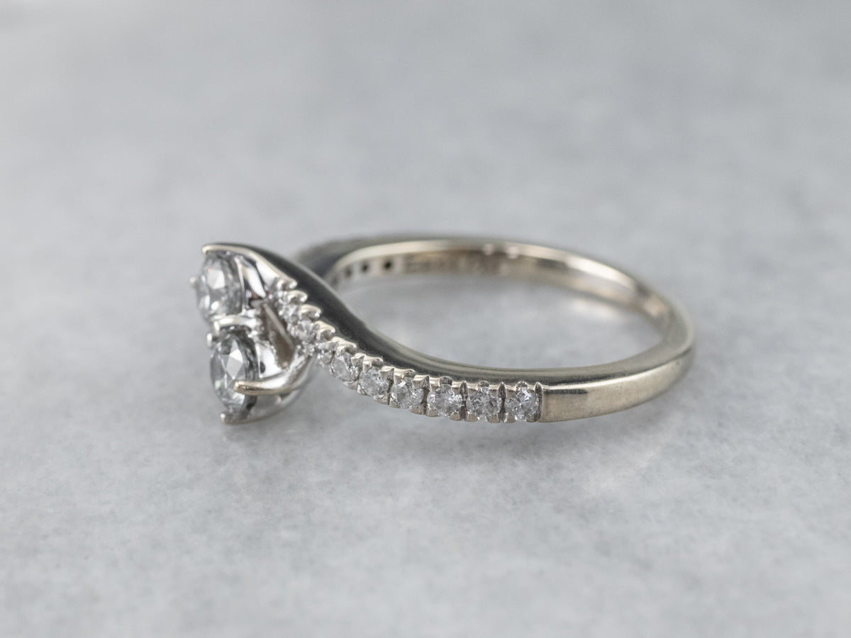 Double Diamond Bypass Engagement Ring