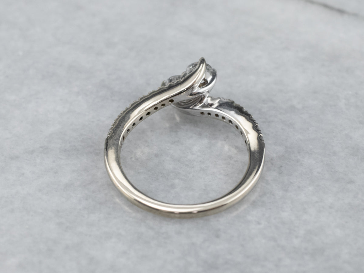 Double Diamond Bypass Engagement Ring