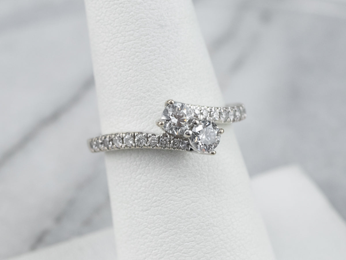 Double Diamond Bypass Engagement Ring