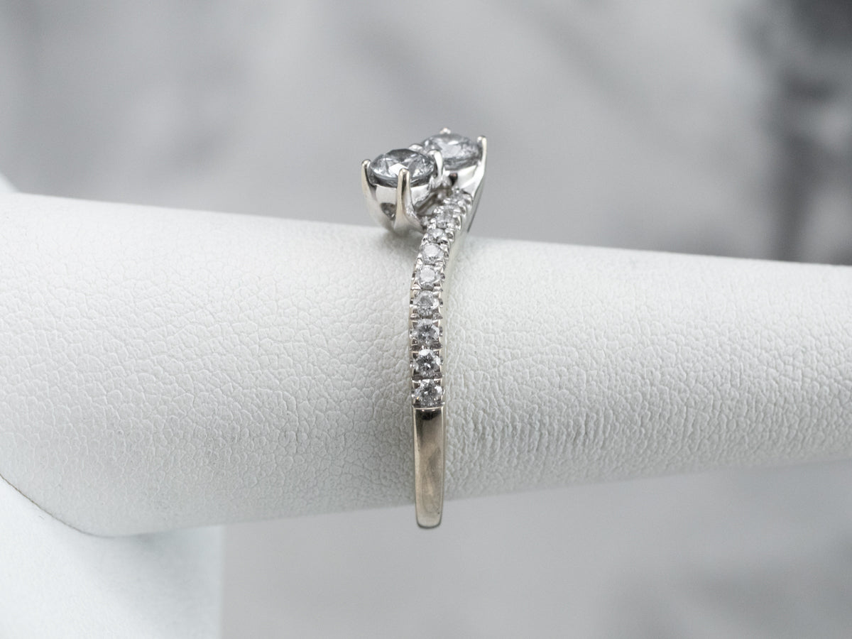 Double Diamond Bypass Engagement Ring