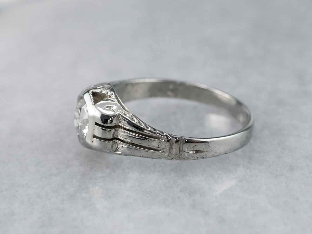 Unisex Antique Diamond Engagement Ring
