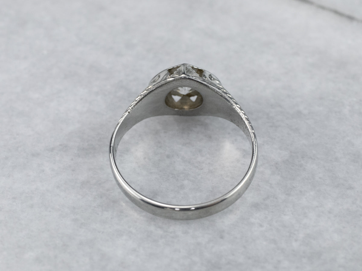 Unisex Antique Diamond Engagement Ring