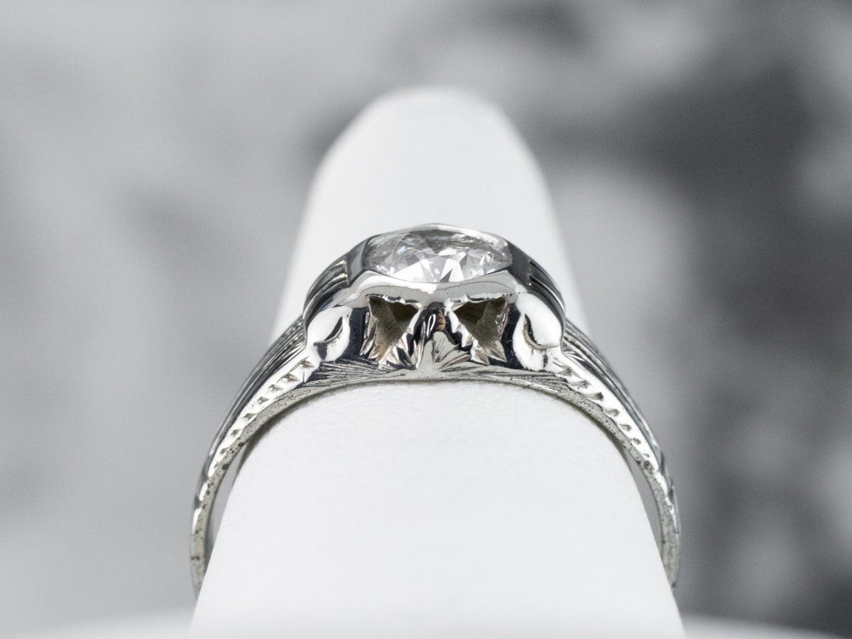 Unisex Antique Diamond Engagement Ring