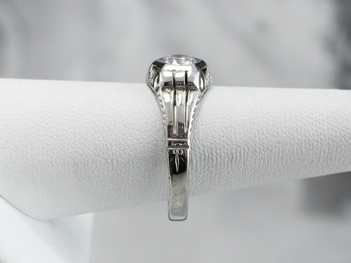 Unisex Antique Diamond Engagement Ring