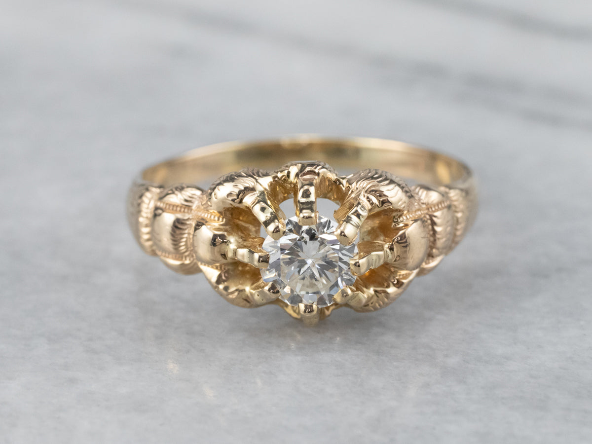 Antique Unisex Diamond Belcher Engagement Ring