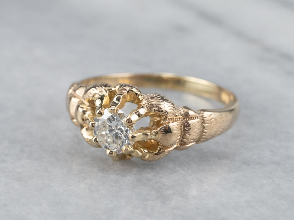 Antique Unisex Diamond Belcher Engagement Ring