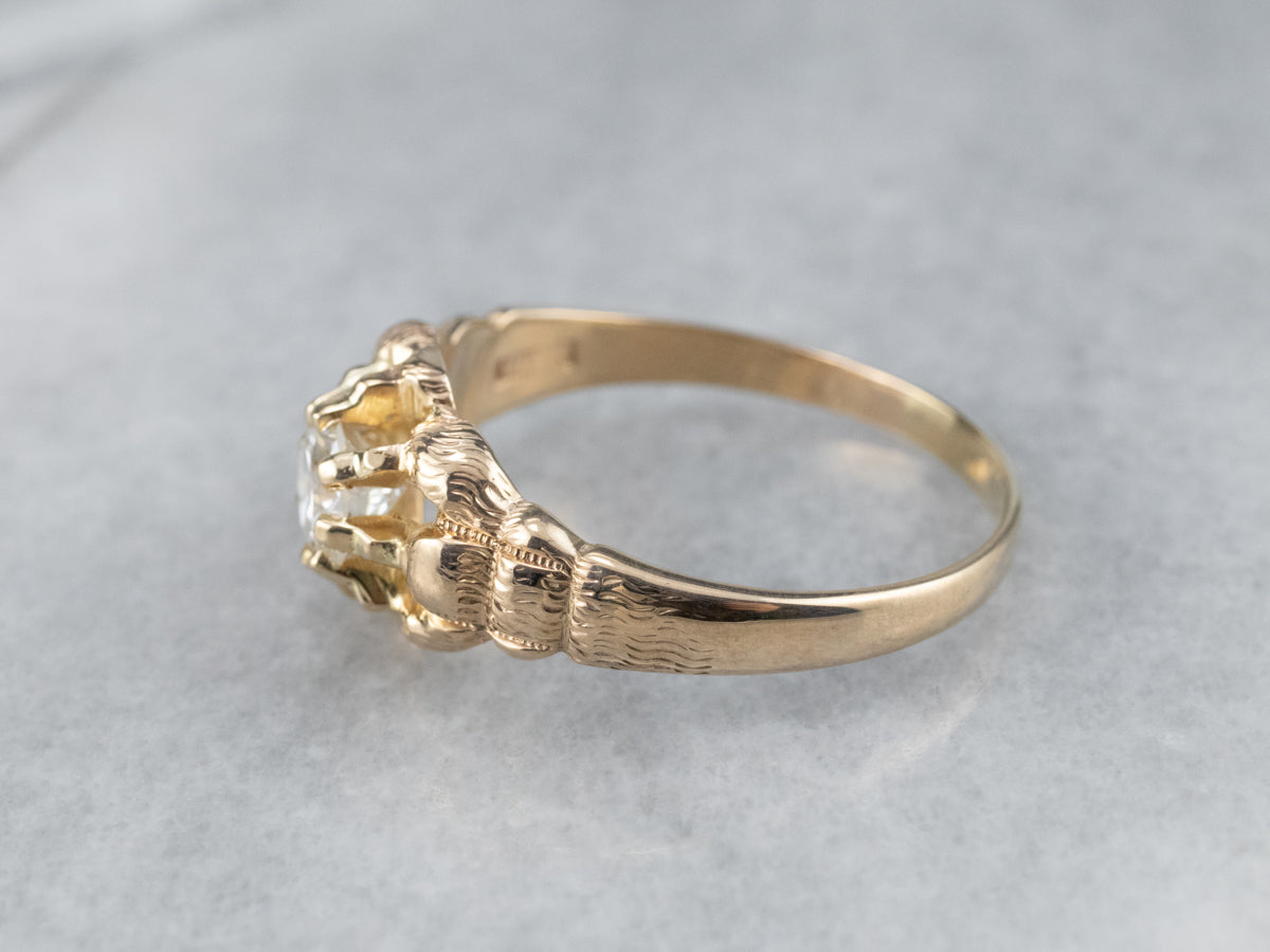 Antique Unisex Diamond Belcher Engagement Ring