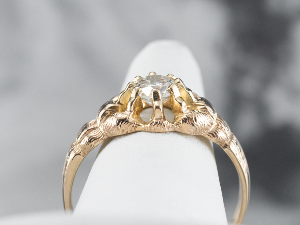 Antique Unisex Diamond Belcher Engagement Ring