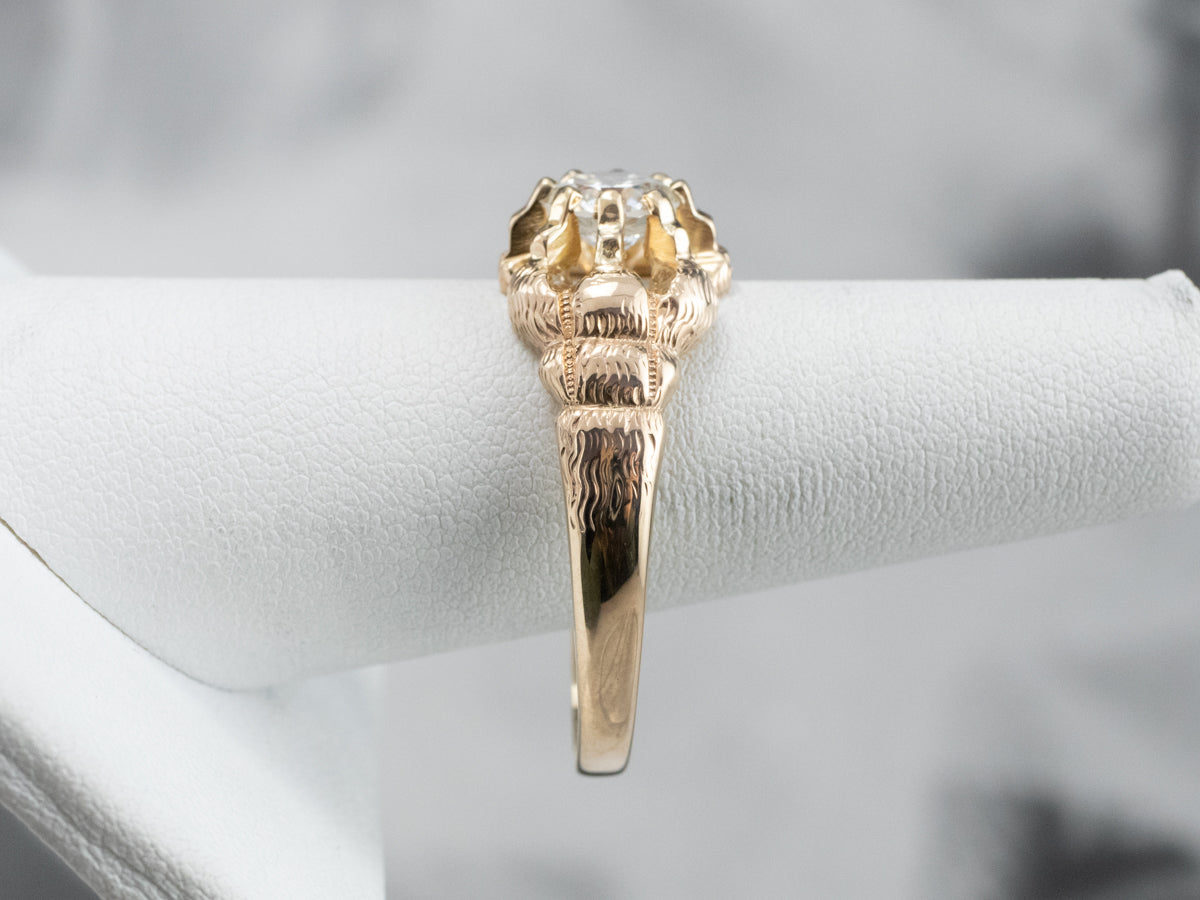 Antique Unisex Diamond Belcher Engagement Ring