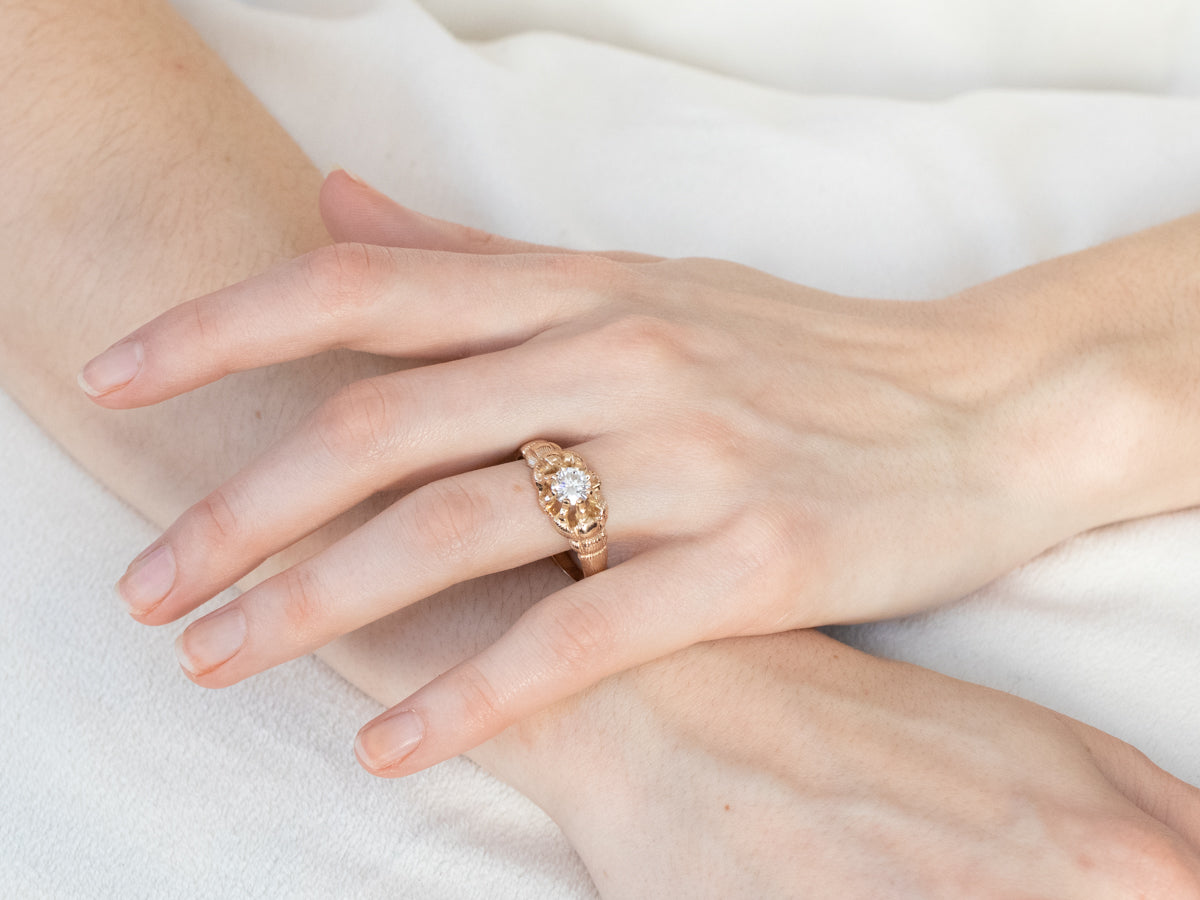 Antique Unisex Diamond Belcher Engagement Ring