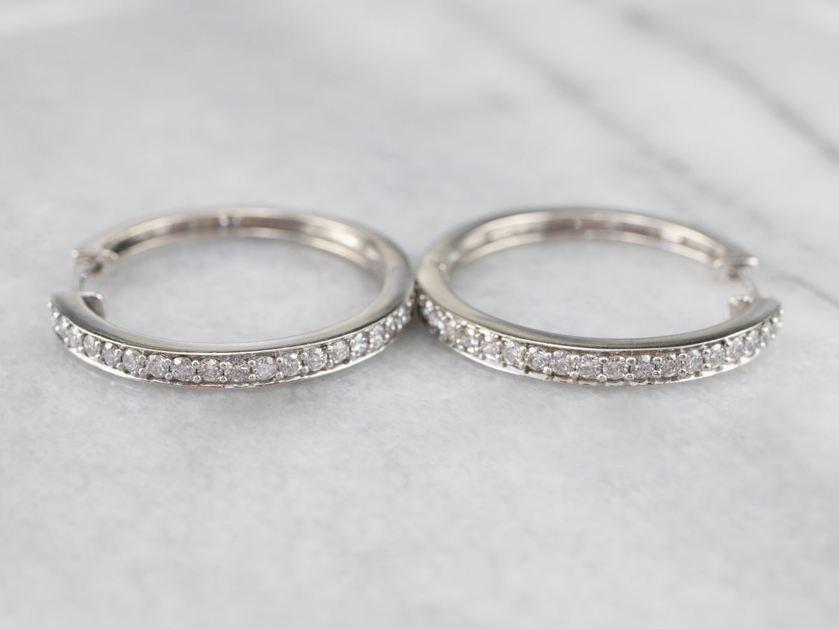 White Gold Diamond Hoop Earrings