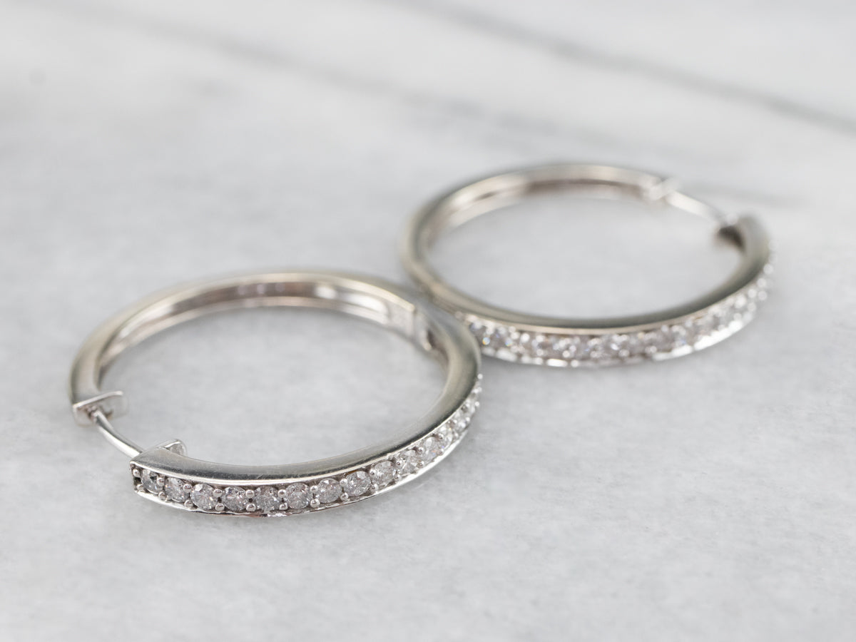 White Gold Diamond Hoop Earrings