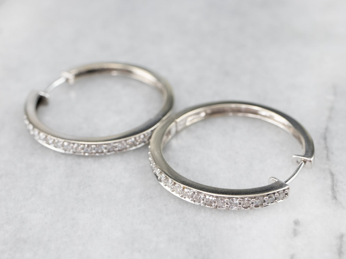 White Gold Diamond Hoop Earrings