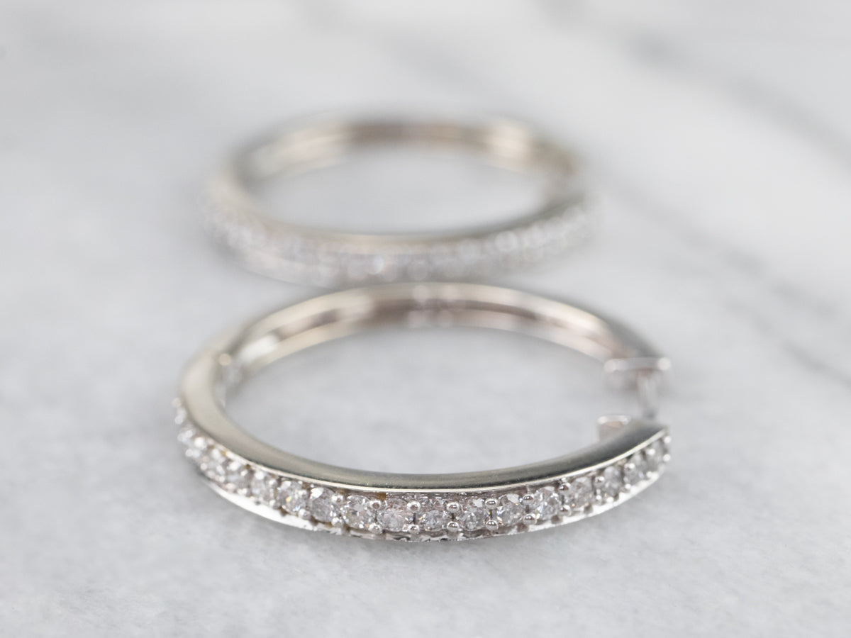 White Gold Diamond Hoop Earrings