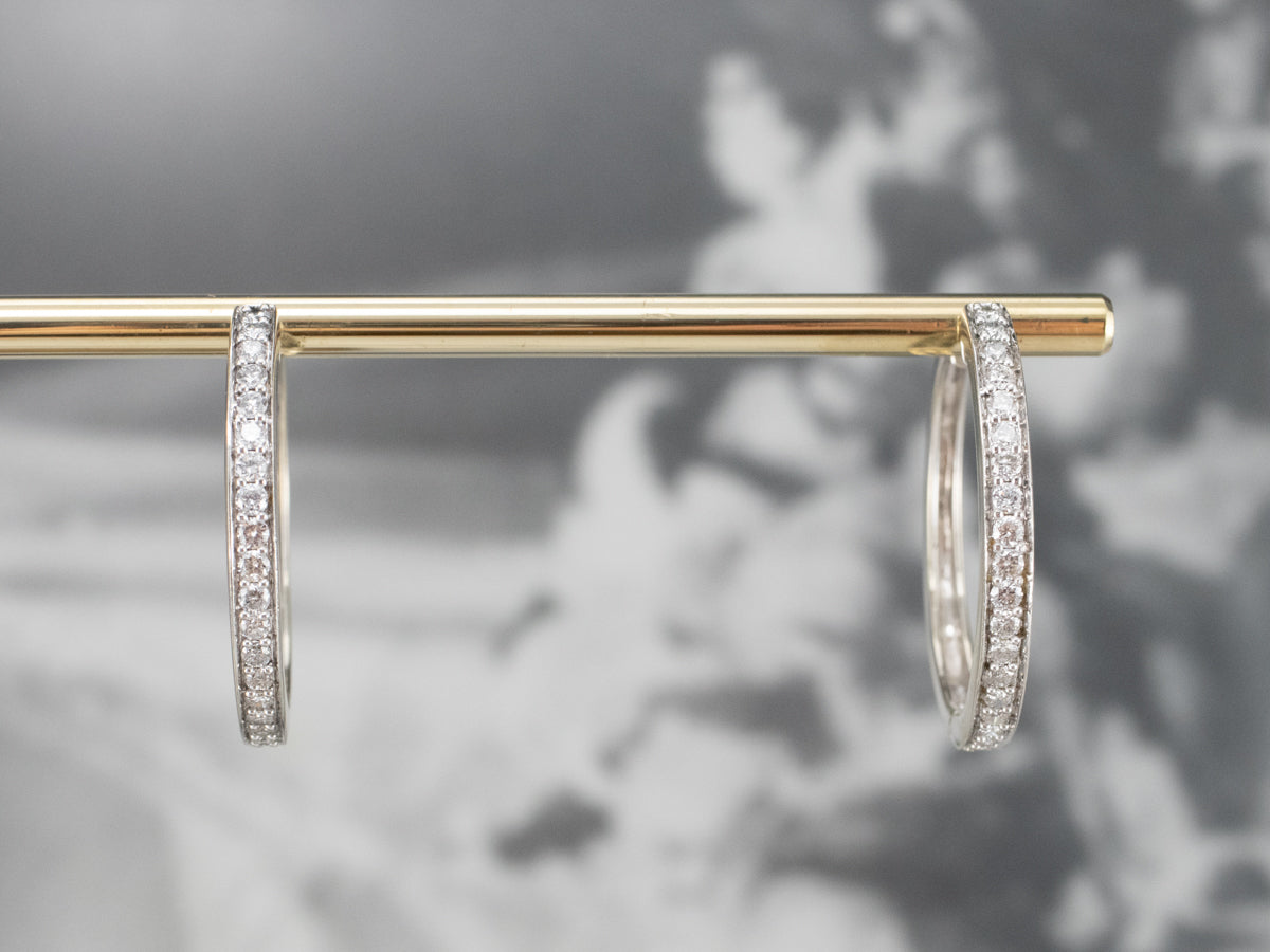 White Gold Diamond Hoop Earrings