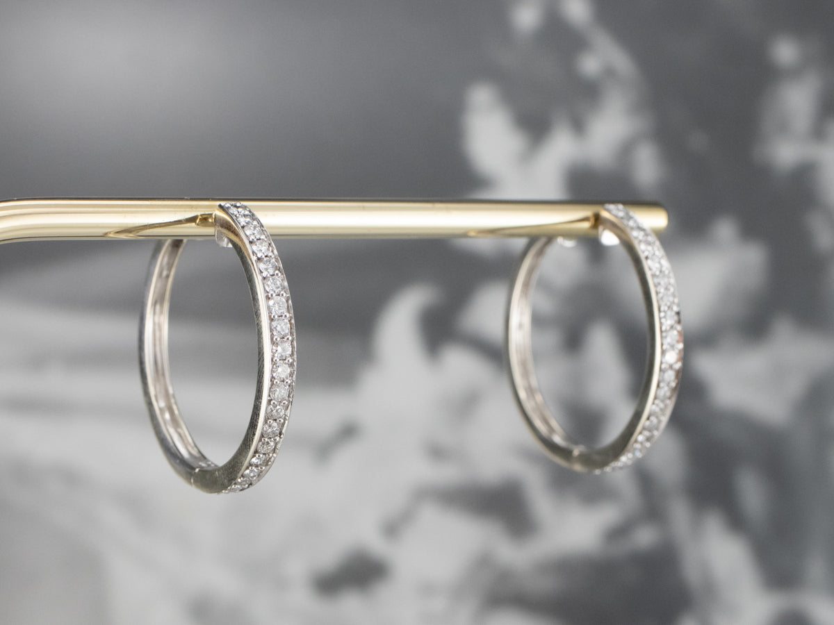 White Gold Diamond Hoop Earrings