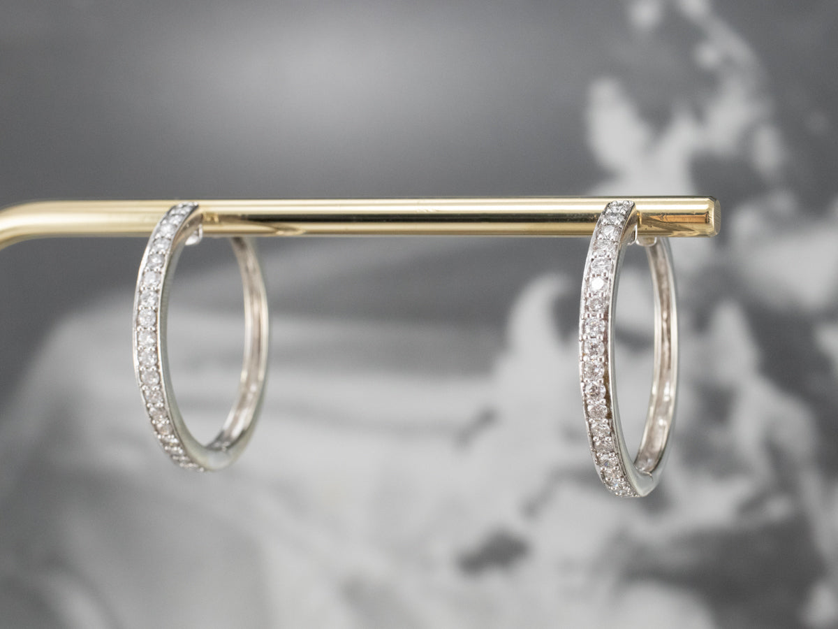 White Gold Diamond Hoop Earrings