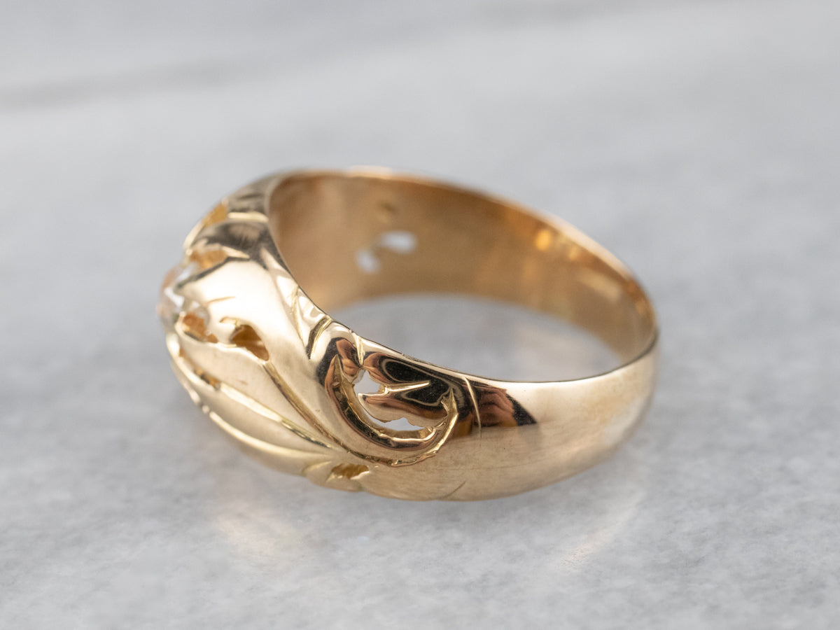 Unisex Old Mine Cut Diamond Victorian Ring