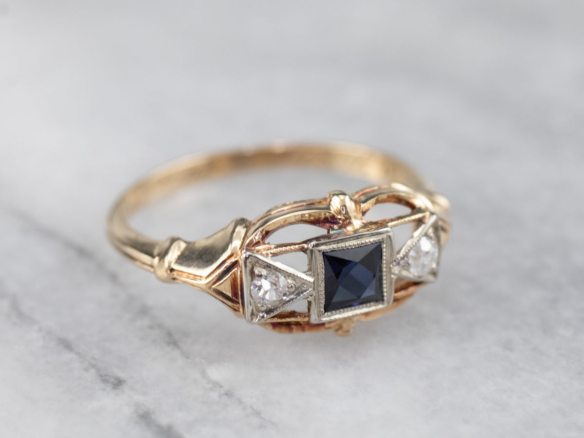 Art Deco Sapphire and Diamond Band