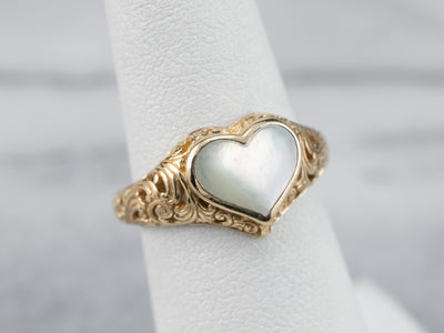 Vintage Kabana Mother of Pearl Heart Ring