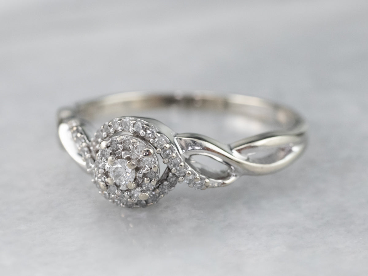 Looping Diamond Halo Engagement Ring