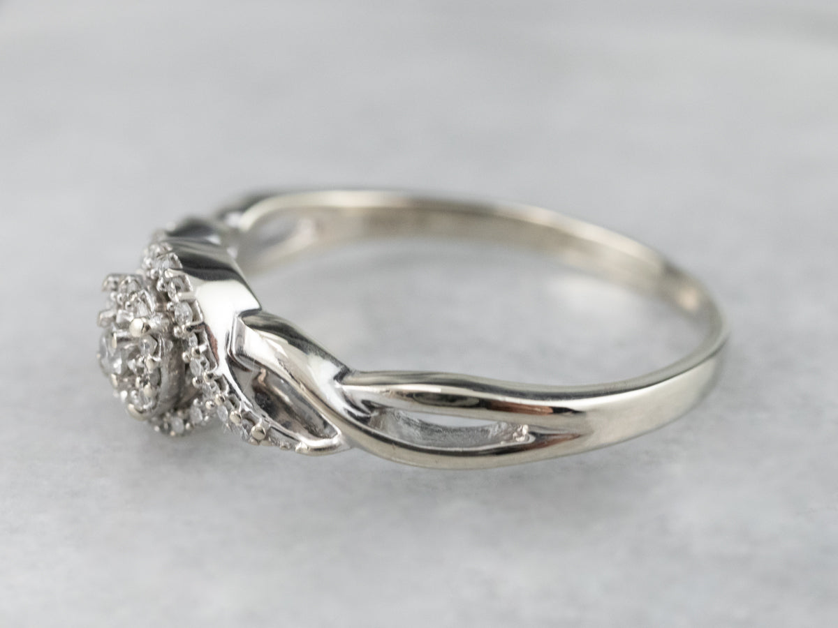 Looping Diamond Halo Engagement Ring