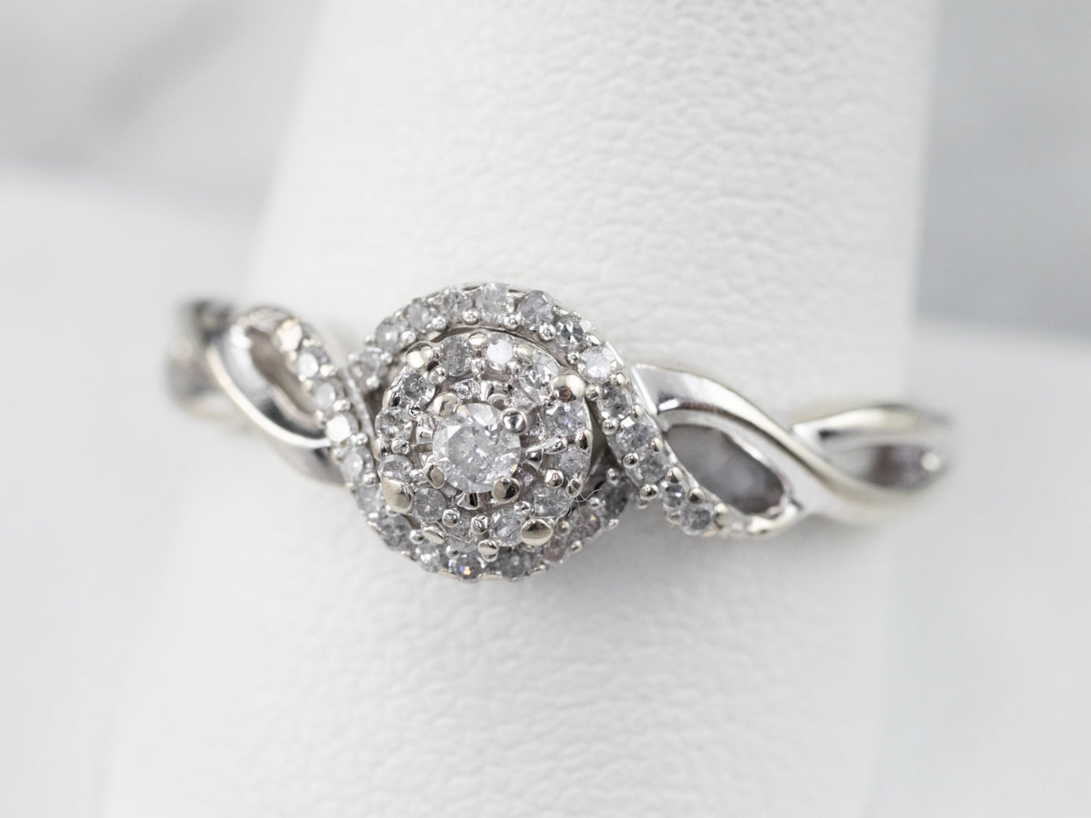 Looping Diamond Halo Engagement Ring