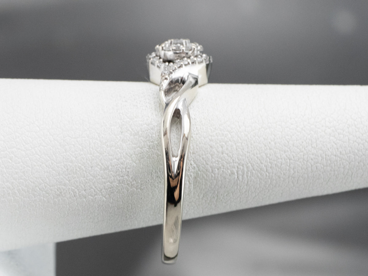 Looping Diamond Halo Engagement Ring