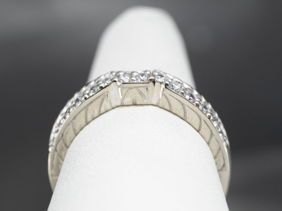 Engraved Diamond Contour Band