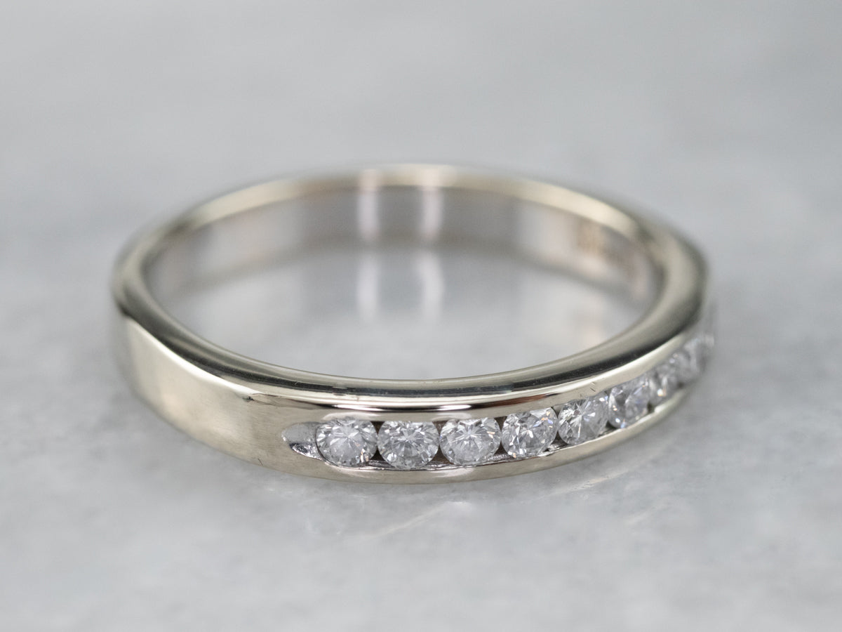 Channel Set Diamond White Gold Band