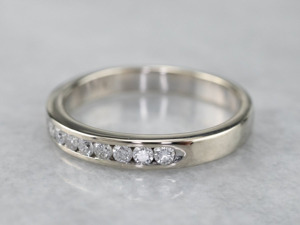 Channel Set Diamond White Gold Band