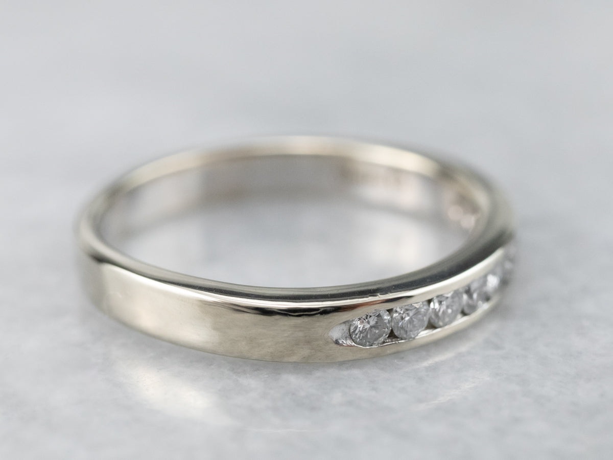 Channel Set Diamond White Gold Band