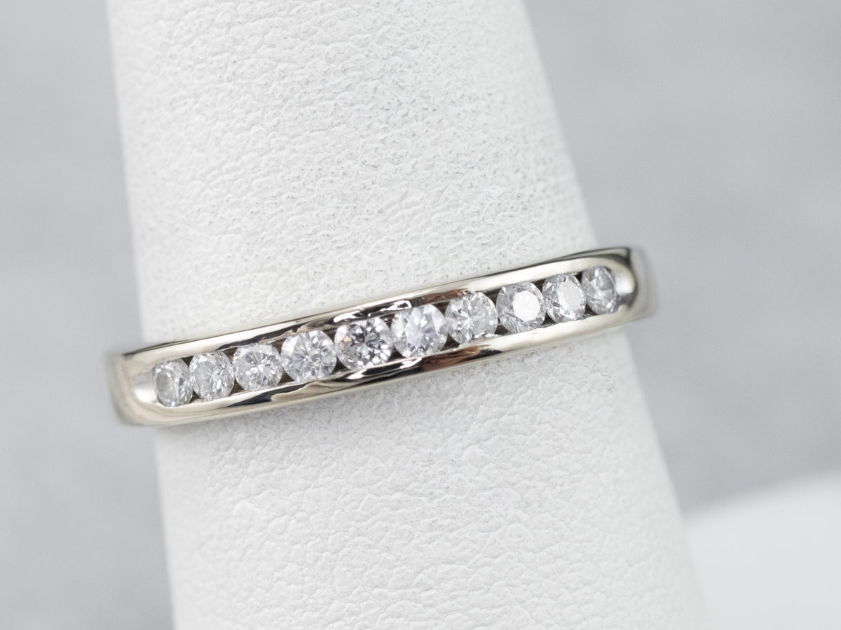 Channel Set Diamond White Gold Band