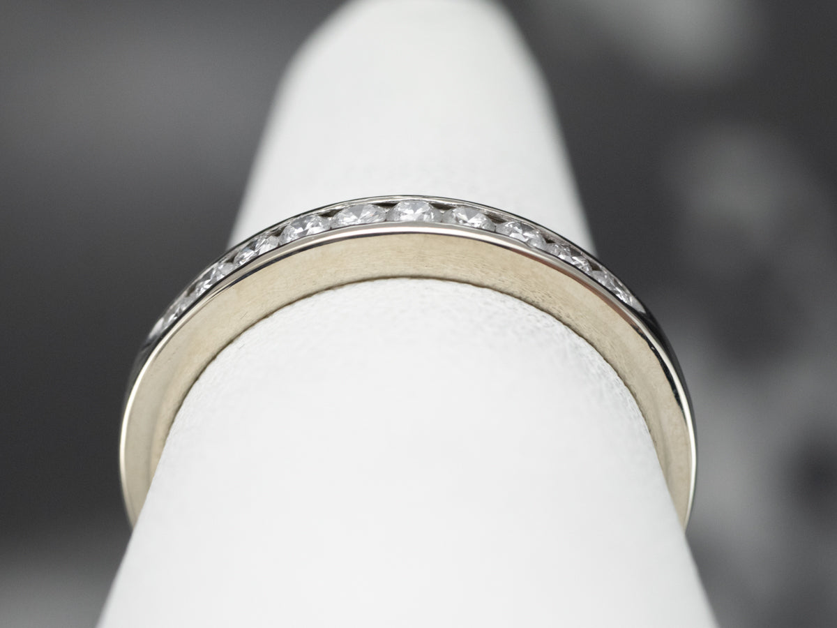 Channel Set Diamond White Gold Band