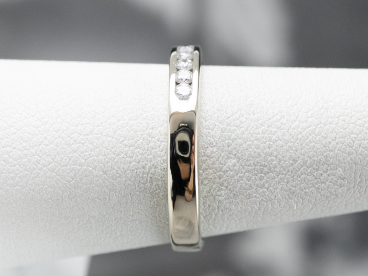 Channel Set Diamond White Gold Band