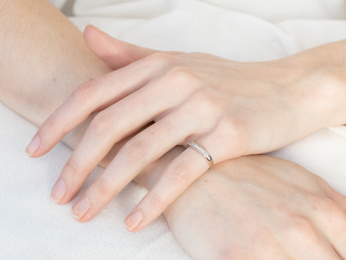 Channel Set Diamond White Gold Band