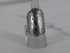 Oval Boho Design Silver Band Ring With Hammered Finish